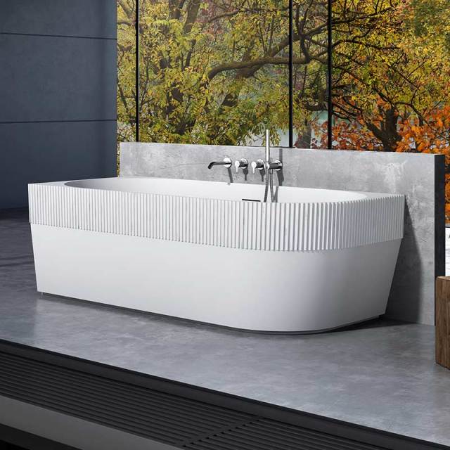 Corner Half Groove Vertical line Stripes Fluted Acrylic Freestanding Bathtub TW-7103