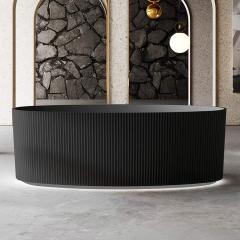 Wholesale Fashion Oval Freestanding Vertical line Fluted Stripes Acrylic Bathtub With Lights TW-7688