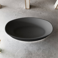 Wholesale Fashion Oval Freestanding Vertical line Fluted Stripes Acrylic Bathtub With Lights TW-7688