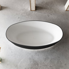 Wholesale Fashion Oval Freestanding Vertical line Fluted Stripes Acrylic Bathtub With Lights TW-7688