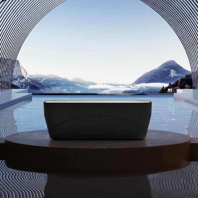 Factory Wholesale Rectangle Vertical Stripes Fluted Acrylic Bathtub TW-7182