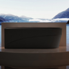 Wholesale Price Freestanding Corner Groove Acrylic Vertical line Stripes Fluted Bathtub TW-7183