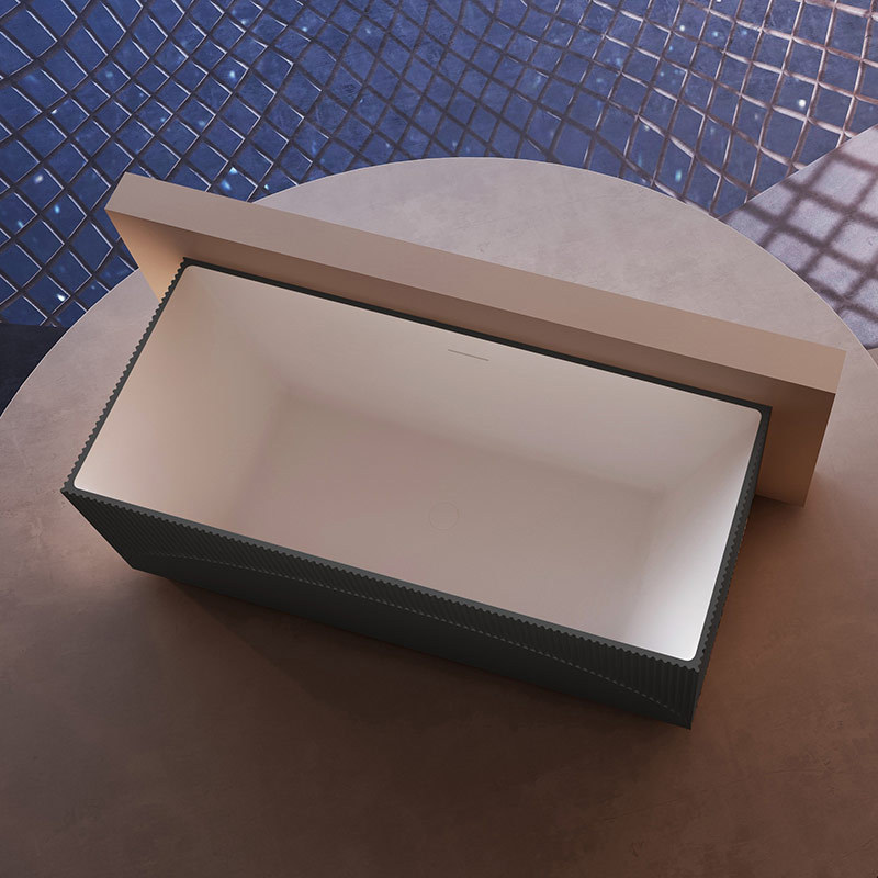 Manufacturer Rectangle Vertical Stripes Fluted Freestanding Acrylic Origami Bathtub TW-7185