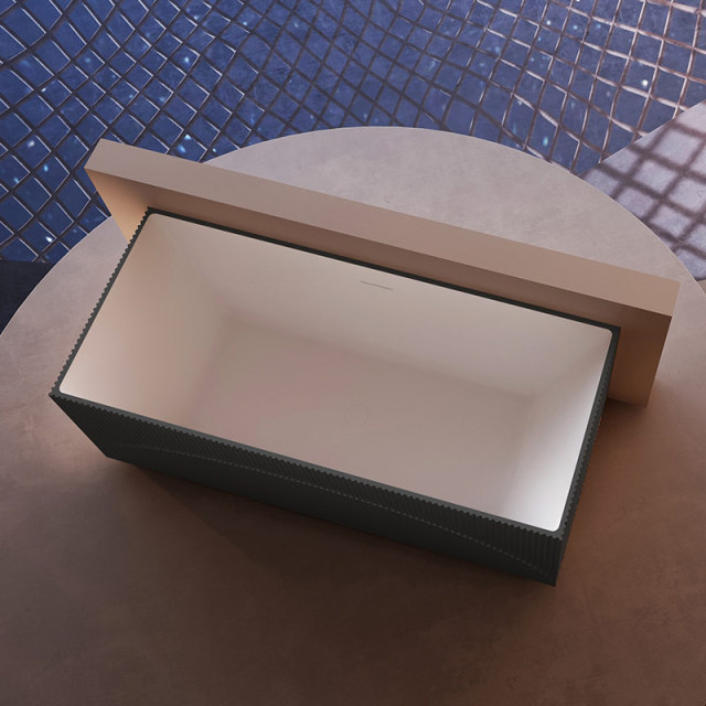 Manufacturer Rectangle Vertical Stripes Fluted Freestanding Acrylic Origami Bathtub TW-7185