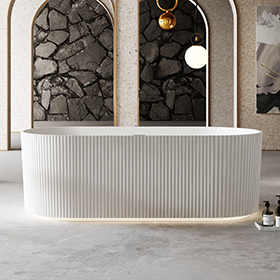 High-End Fluted Oval Vertical line Stripes Freestanding Acrylic Bathtub TW-7681