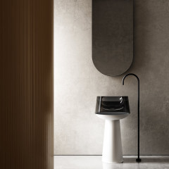 Factory Supply Quality Assurance Freestanding Pedestal Clear Resin Wash Basin TW-Z363T