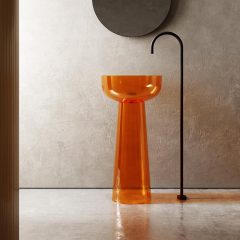 Quality Wholesale Unique Design Transparent Crystal Solid Surface Freestanding Pedestal Wash Sink TW-Z323T