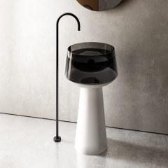Factory Supply Quality Assurance Freestanding Pedestal Clear Resin Wash Basin TW-Z363T