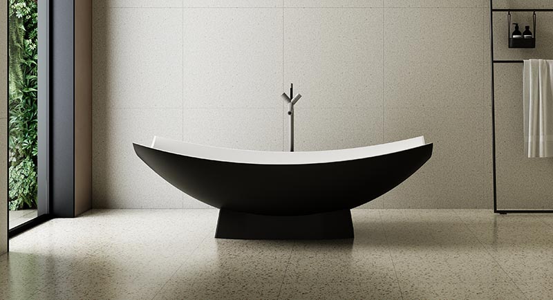 China Latest Design Freestanding Vessel Solid Surface Hammock Bathtub TW-8992