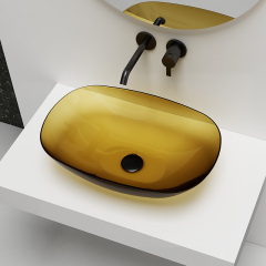 Wholesale Price Counter Top Vessel Clear Resin Wash Basin TW-A107T