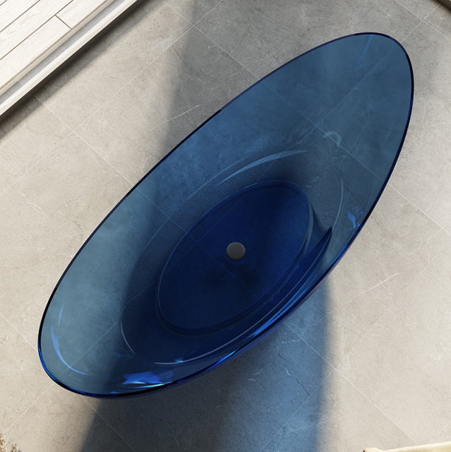 Supplier Moon Shape Freestanding Transparent Artificial Stone Bathtub TW-8618T