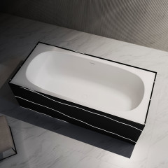 Colorful Rectangle Textured Stone Freestanding Artificial Stone Bathtub SW-6601
