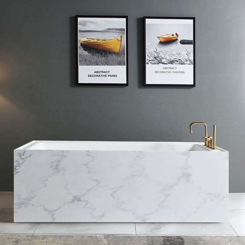 Textured Stone Freestanding Solid Surface Bathtub SW-6501