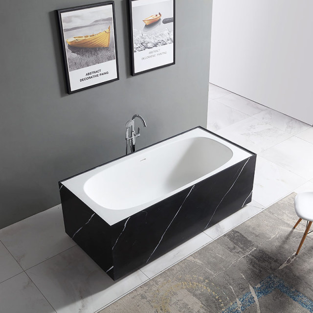 Colorful Rectangle Textured Stone Freestanding Artificial Stone Bathtub SW-6601