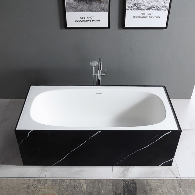 Colorful Rectangle Textured Stone Freestanding Artificial Stone Bathtub SW-6601