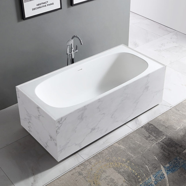 Colorful Rectangle Textured Stone Freestanding Artificial Stone Bathtub SW-6601
