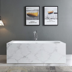 Colorful Rectangle Textured Stone Freestanding Artificial Stone Bathtub SW-6601