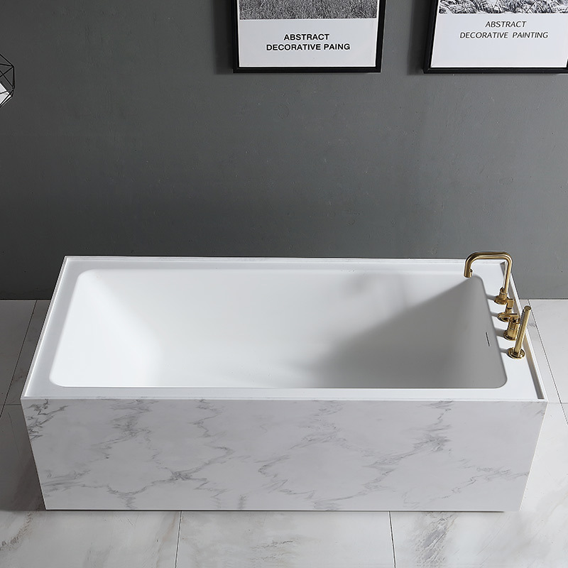 Textured Stone Freestanding Solid Surface Bathtub SW-6501