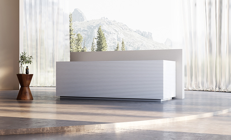 Rectangle Horizontal Stripes Fluted Finishes Freestanding Acrylic Origami Bathtub TW-7885