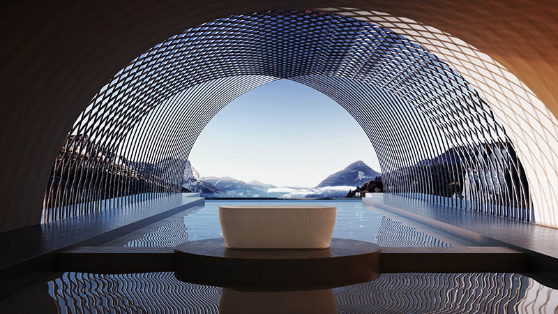 High-Quality Fluted Oval Vertical Stripes Freestanding Acrylic Bathtub TW-7181