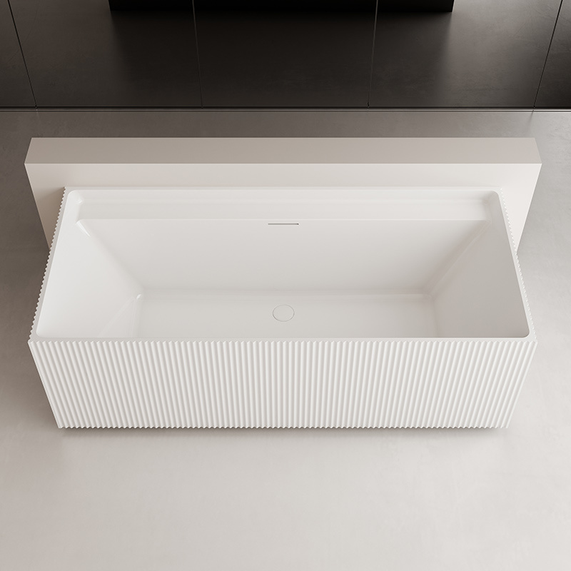 China Wholesale Factory Rectangle Self Standing Acrylic Fluted Bathtub TW-7135