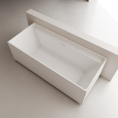 China Wholesale Factory Rectangle Self Standing Acrylic Fluted Bathtub TW-7135