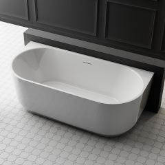 Wholesale High End Quality Back To Wall Glossy White Acrylic Bathtub TW-7316