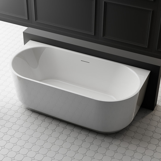 Wholesale High End Quality Back To Wall Glossy White Acrylic Bathtub TW-7316