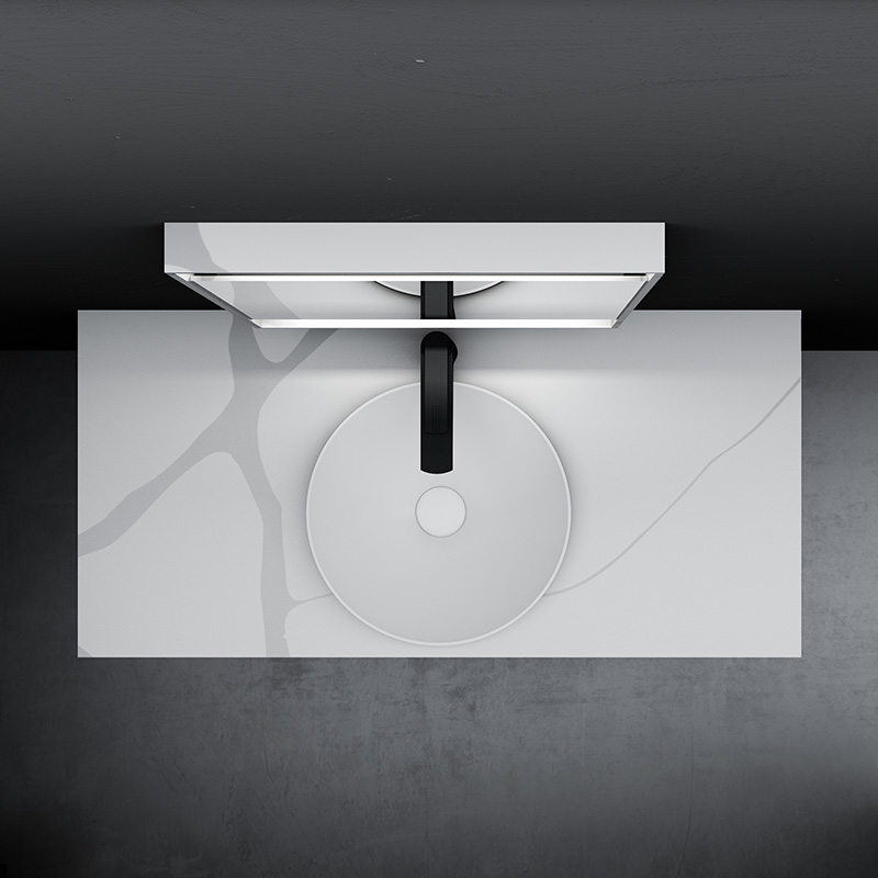 Single Counter Top Sink Wall Mounted Solid Surface Bathroom Cabinet TW-5811