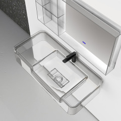 Manufacturer Wall Hung Clear Resin Wash Basin TW-G823T