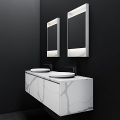 Supplier Double Counter Top Sink Wall Mounted Solid Surface Bathroom Cabinet TW-5812
