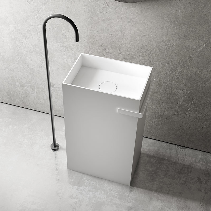 Hot Style Wholesale Rectangle Freestanding Artificial Stone Wash Hand Basin TW-Z312
