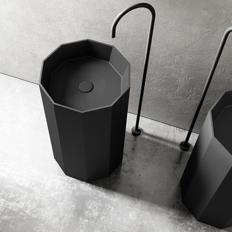 Manufacturer Polygon Freestanding Pedestal Bathroom Wash Basin TW-Z319