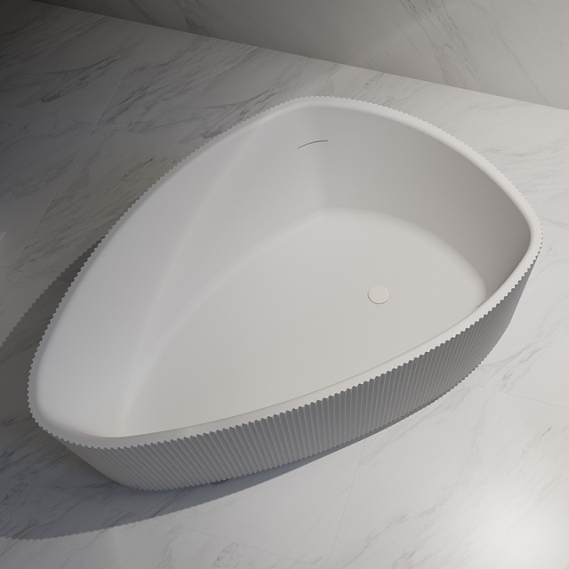 Exporter Triangle Fluted Freestanding V-Groove Acrylic Bathtub TW-7195