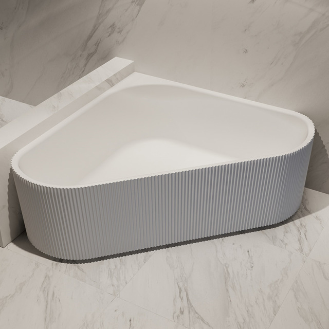 Factory Wholesale Triangle Fluted Freestanding V-Groove Acrylic Bathtub TW-7197