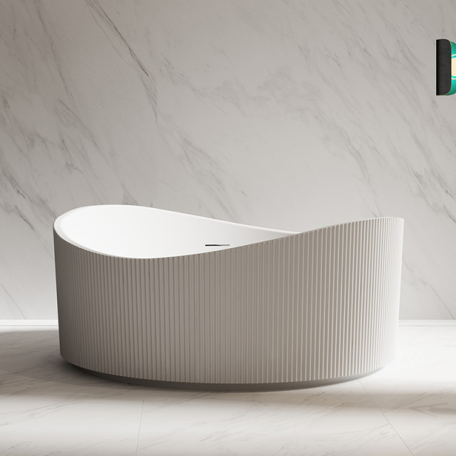 Wholesale Price V-Groove Freestanding Fluted Acrylic Bathtub TW-7199