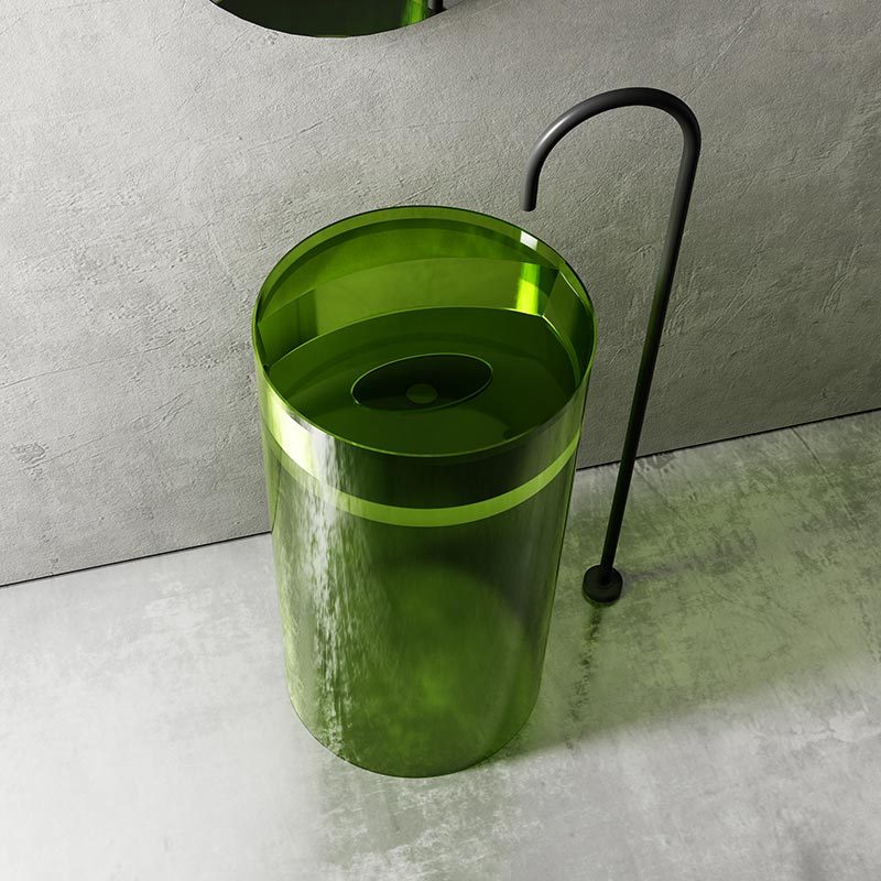China Wholesale Factory Round Transparent Freestanding Bathroom Wash Basin TW-Z205T
