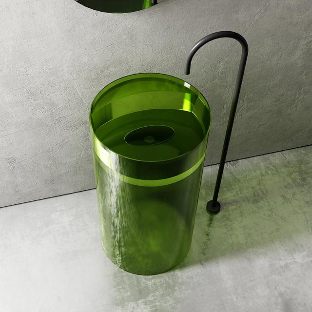 China Wholesale Factory Round Transparent Freestanding Bathroom Wash Basin TW-Z205T