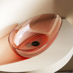 Hot Style Wholesale Oval Above Counter Transparent Solid Surface Wash Basin XA-A75T