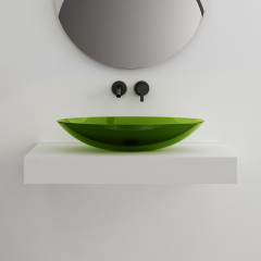 Popular Wholesale Designer Oval Above Counter Top Transparent Wash Hand Basin TW-A73T