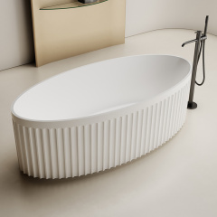 Wholesale High End Quality Freestanding Fluted Artificial Stone Bathtub TW-8117