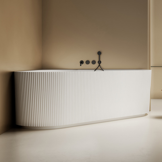 Exporter Freestanding Fluted Artificial Stone Bathtub TW-8197