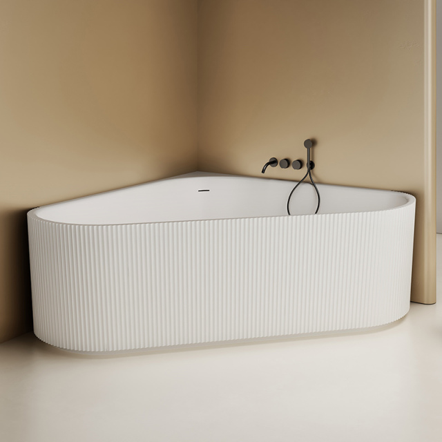 Exporter Freestanding Fluted Artificial Stone Bathtub TW-8197