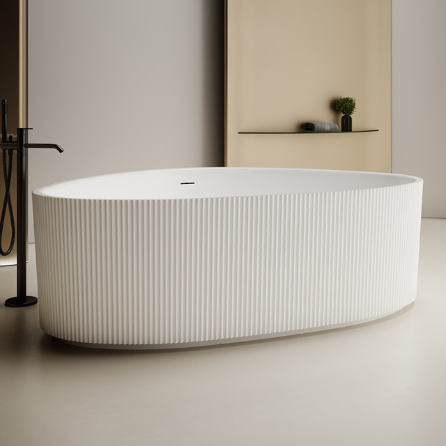 Factory Supply Quality Assurance Round Freestanding Fluted Solid Surface Bathtub TW-8196