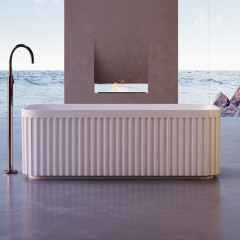 China Wholesale Factory Rectangle V-Groove Freestanding Acrylic Fluted Tubs TW-7112