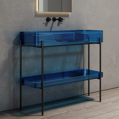 Manufacturer Transparent Console Sink With Shelf Freestanding Bathroom Cabinet WBL-9705T