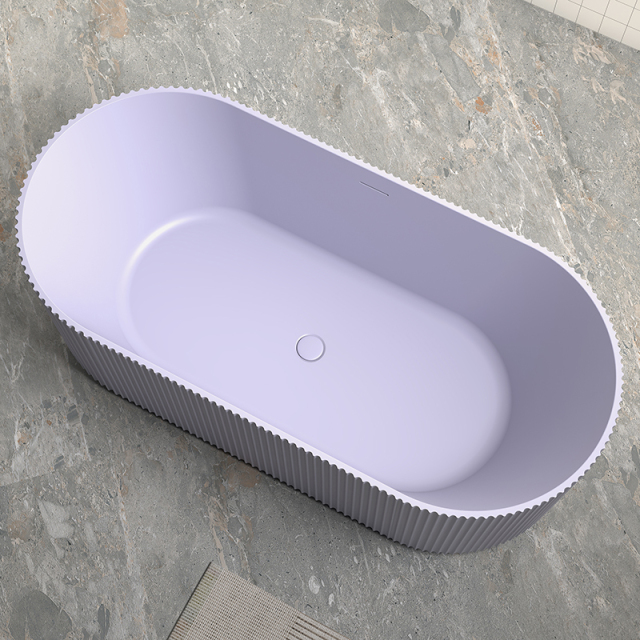 Supplier Vertical line Stripes Fluted Freestanding Solid Surface Bathtub TW-8681