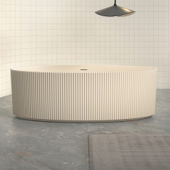 Wholesale High End Quality Vertical line Stripes Groove Freestanding Solid Surface Bathtub With Lights TW-8687