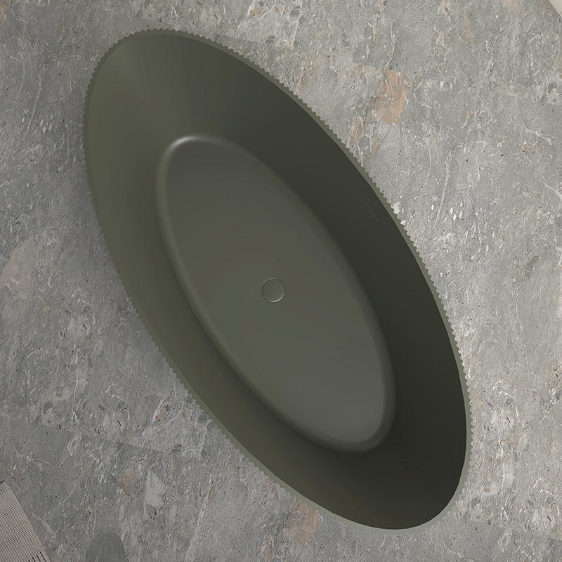 Exporter Freestanding Fluted Artificial Stone Bathtub TW-8187