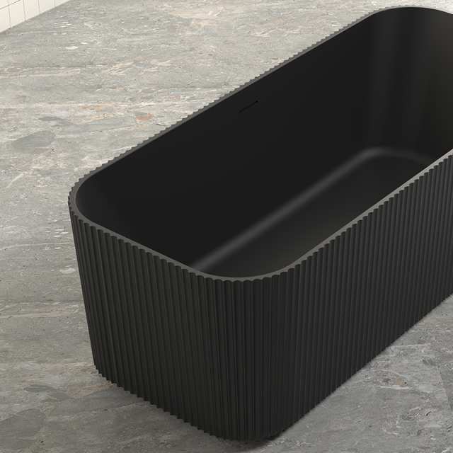 Manufacturer Vertical line Stripes Groove Freestanding Solid Surface Bathtub TW-8682
